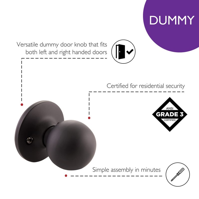 Design House Ball Dummy Door Knob in Matte Black - Image 3